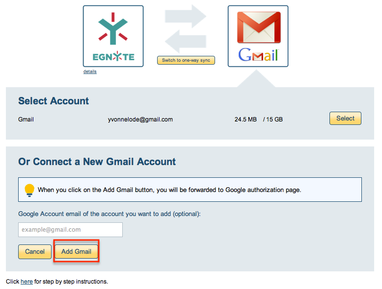 Add Gmail account