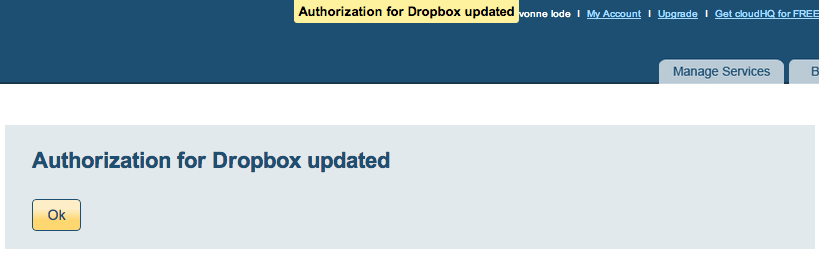 Dropbox authorize
