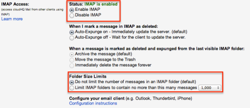 Gmail: Enable IMAP
