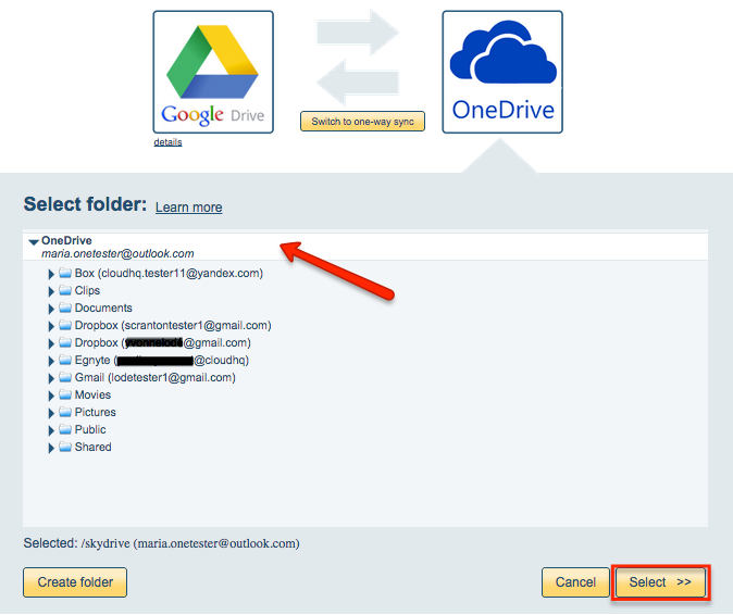 onedrive download folder in cloud to harddrive