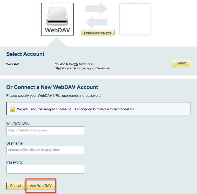 WebDAV account