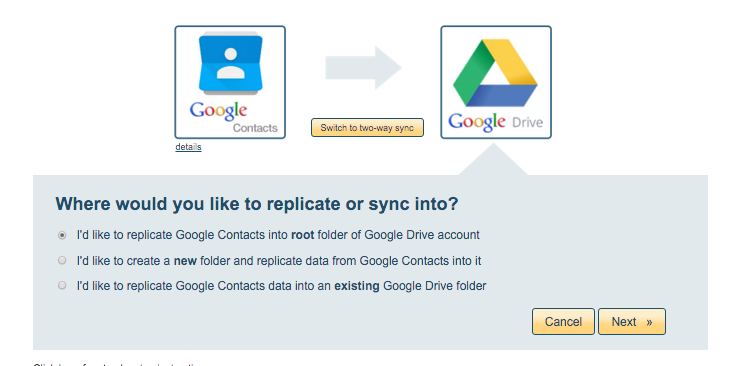 back up contacts to google drive