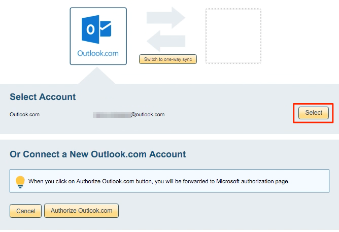 Outlook sync