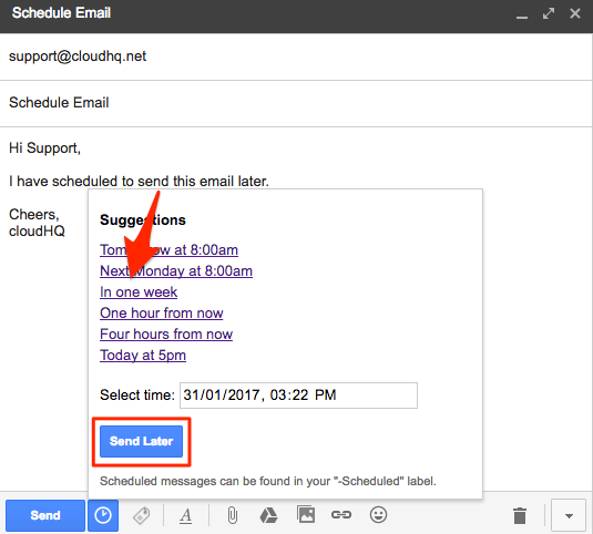 gmail schedule send time zone