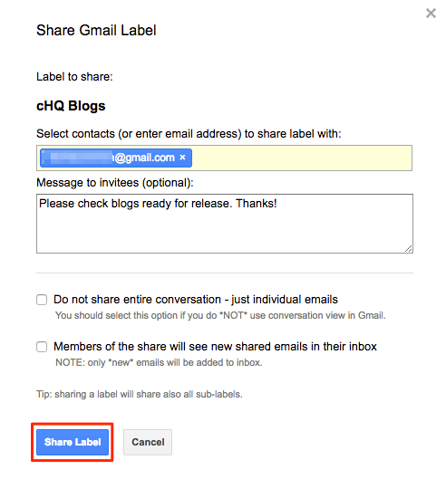 Share Gmail Label