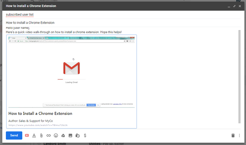 insert youtube video into gmail email